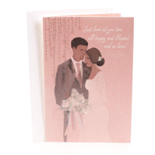 Rosa gesegnet und in der Liebes-Mahagoni-Hochzeits-Gruß-Karten-Einladungs-Hochzeits-Karte